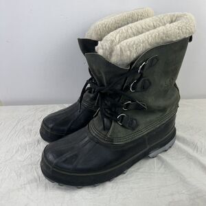 Sorel Bighorn Kaufman Boots Mens Size 13 Grayish Green Leather Waterproof Winter